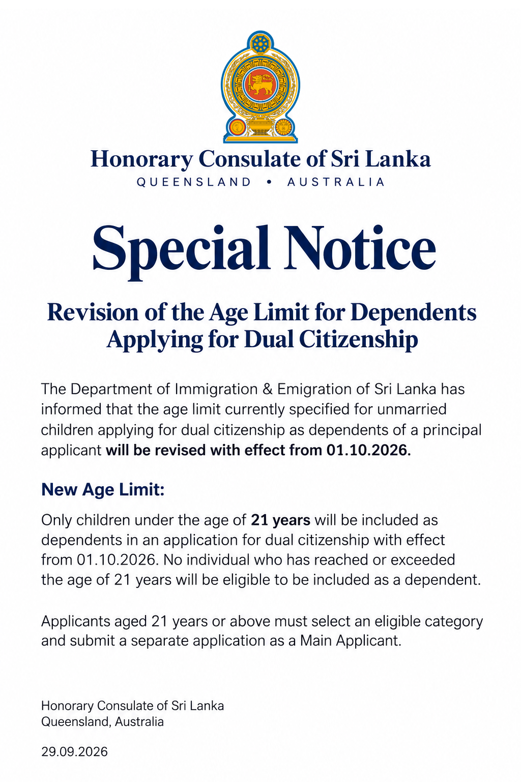 special notice for dual citizenship